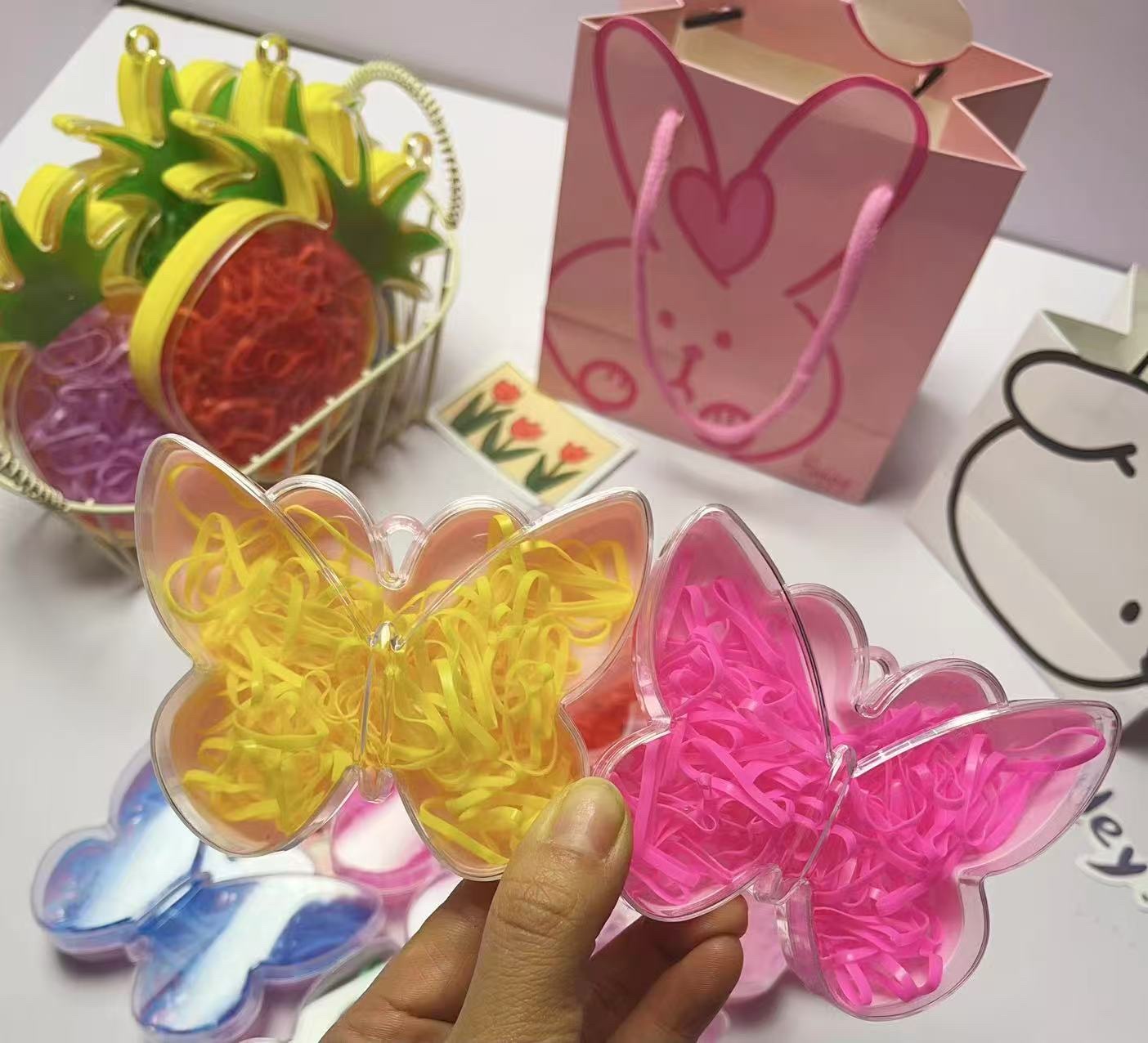 Colorful rubber children's hair binding products, rubber bands, rubber rings, headwear and hair accessories, stretchable and durable, no hair damage, rubber bands detail image 5