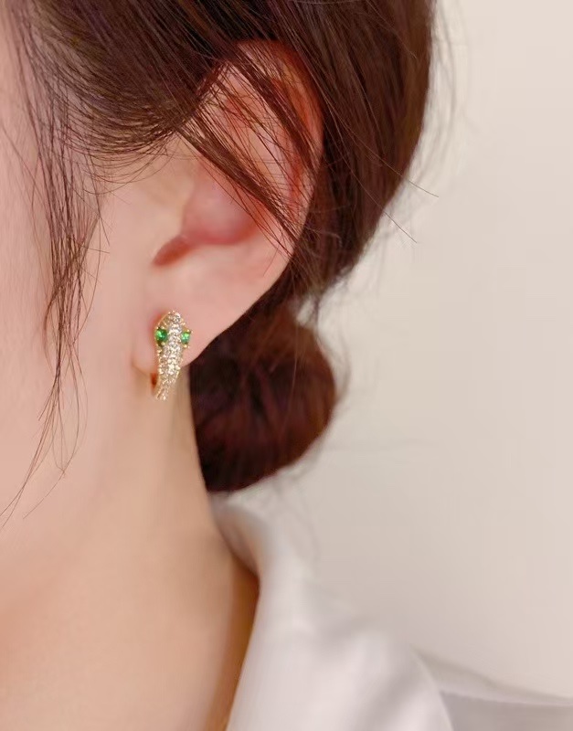 2023欧美轻奢情人节搞锆石蛇耳钉耳环耳饰产品图