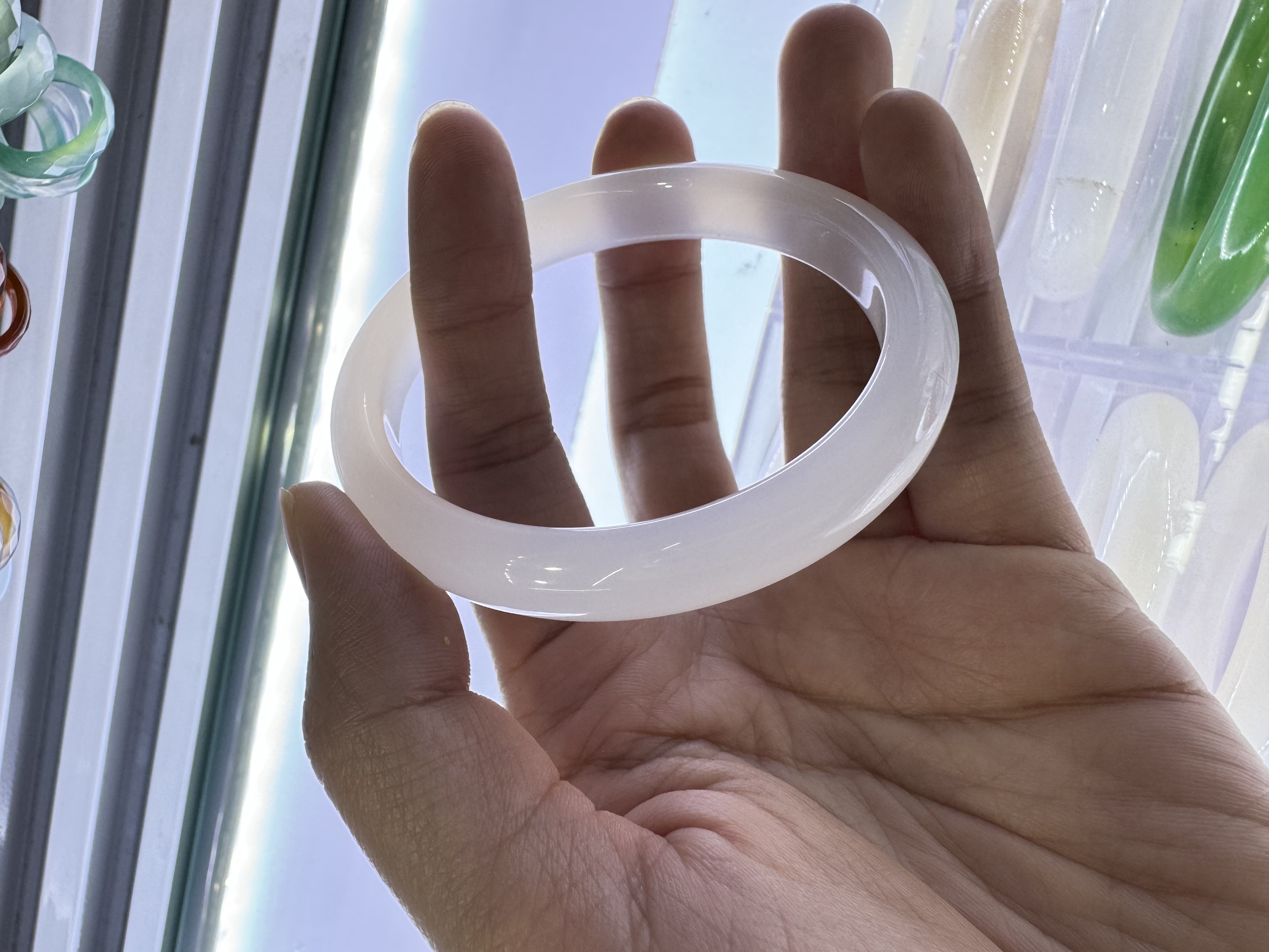 白月光玉髓手镯宽条白透新中式国风送女友节日礼物玉手镯玉器镯子手镯玉器玉手镯