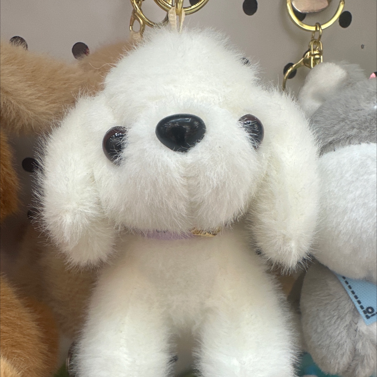 欧貂毛贵宾犬四色毛绒挂件可爱优雅带铃铛 小朋友的玩伴 多个颜色 