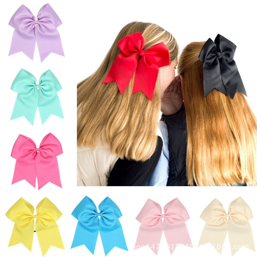 European and American 8-inch large bow rubber band hair tie, hair rope, threaded webbing large swallower tail headwear detail image 6