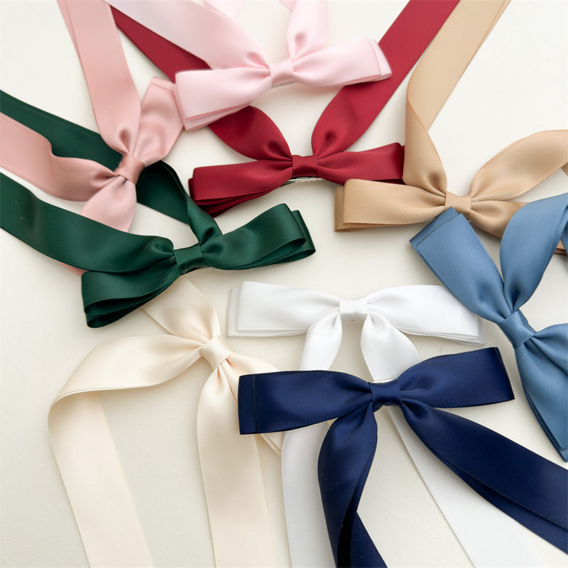 Cross-border women's double-layer bow, ribbon, tassel, ponytail hair clip, webbing, long hair tie, duckbill clip headwear details Picture