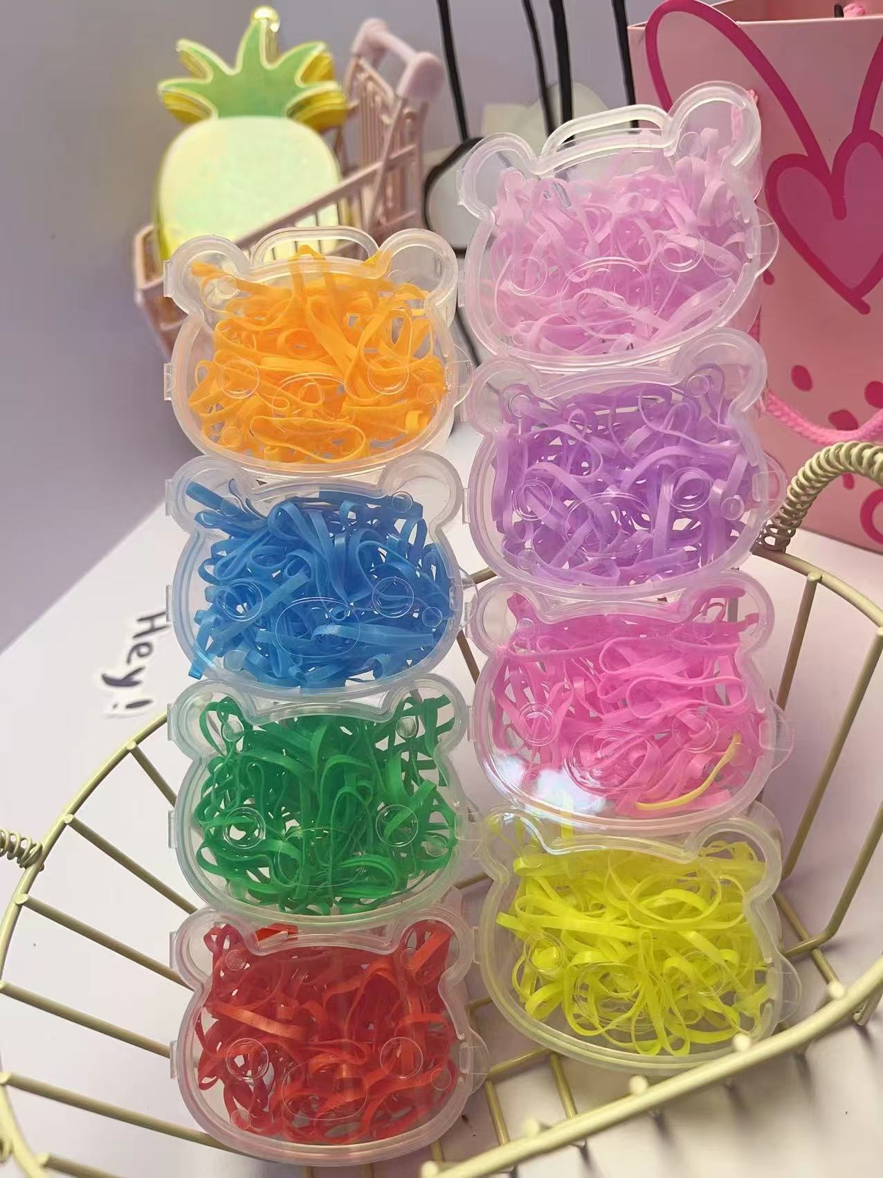 Children's safety rubber products, multi-color rubber band and rubber ring sets, play hair accessories, dual-purpose, non-damaging to hair quality rubber band and rubber ring, children's rubber band