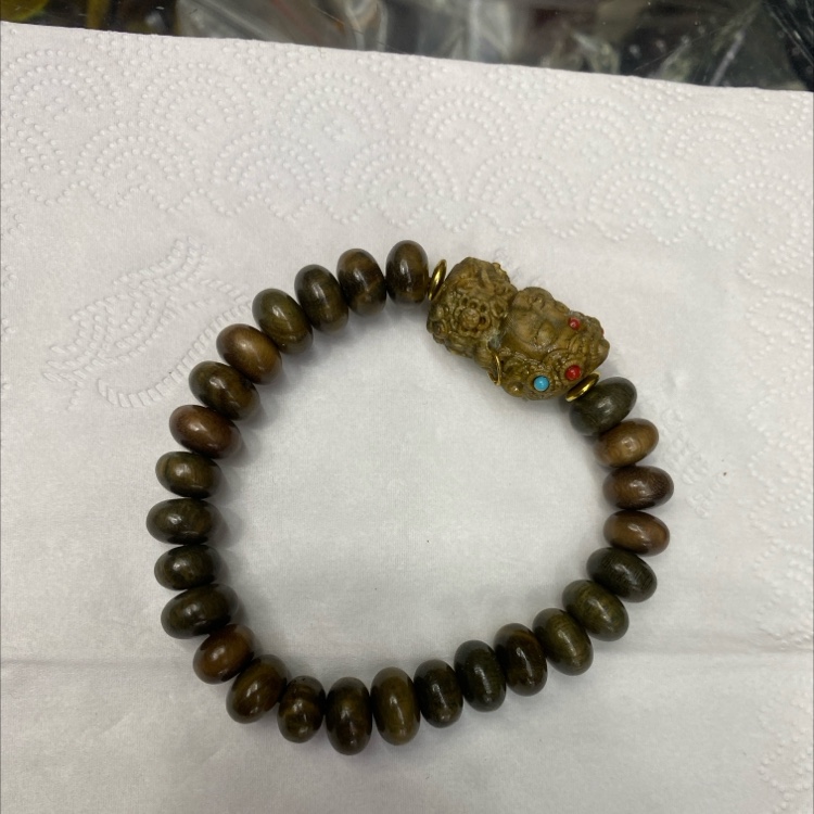 绿檀木搭配绿檀雕刻渡母算盘手串阿根廷绿檀手串详情图2