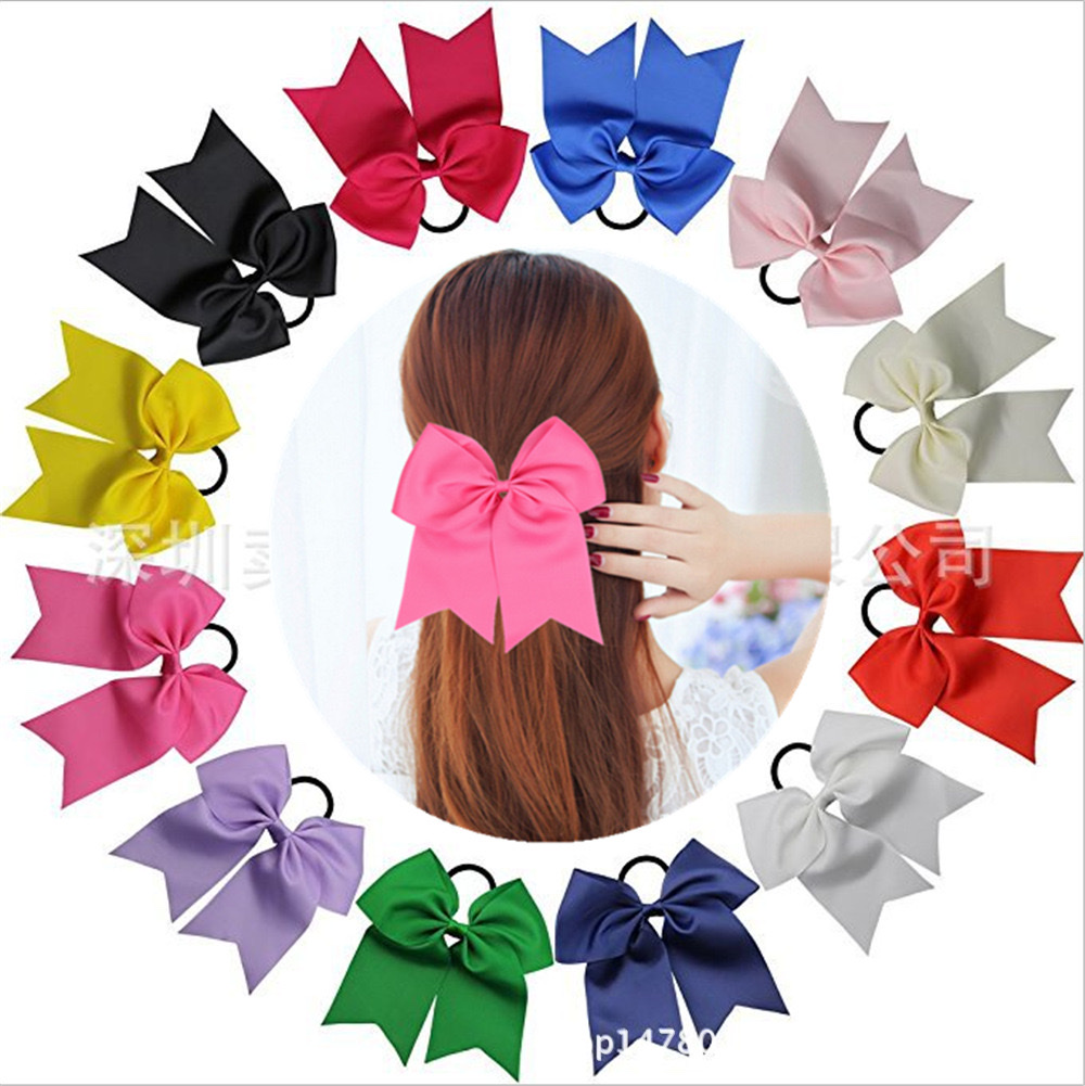 European and American 8-inch large bow rubber band hair tie, hair rope, threaded webbing large swallower tail headwear detail image 4