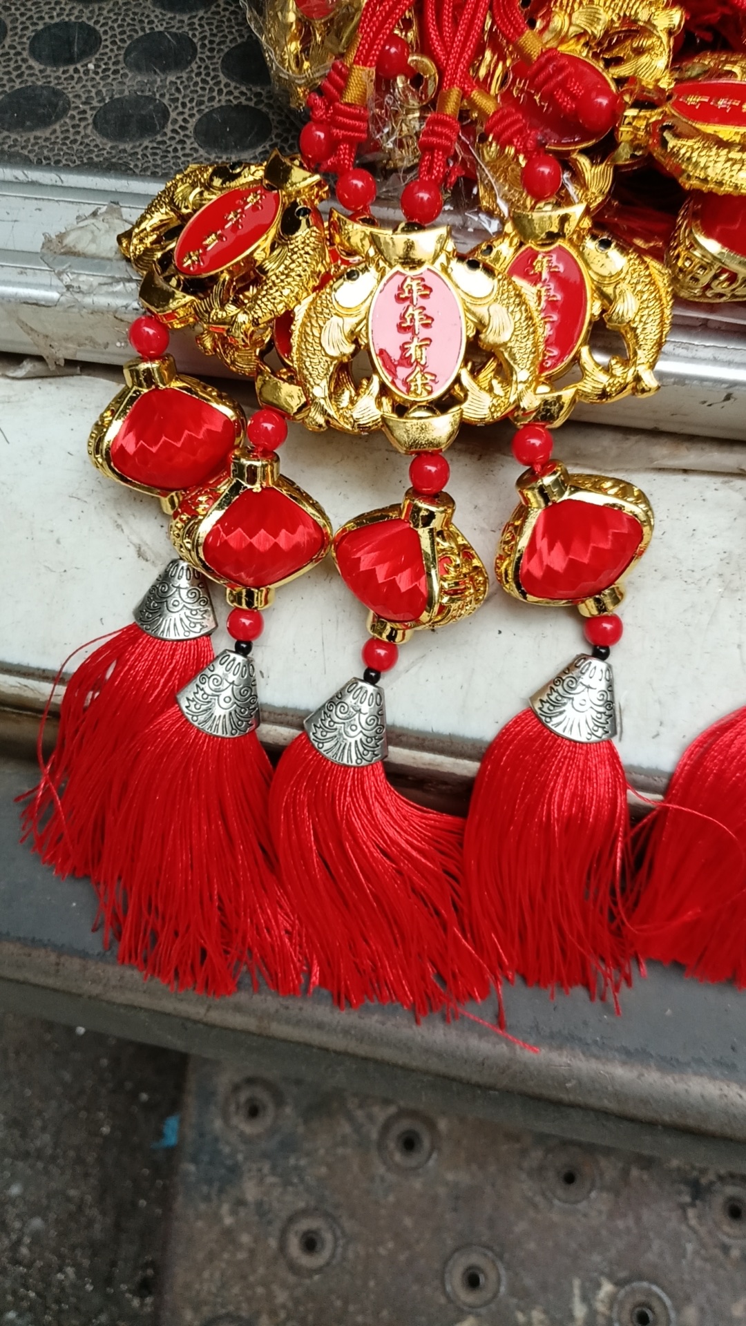 鑫祥喜庆工艺油年双鱼福钻石盆栽车载过年节庆喜庆挂件玄关