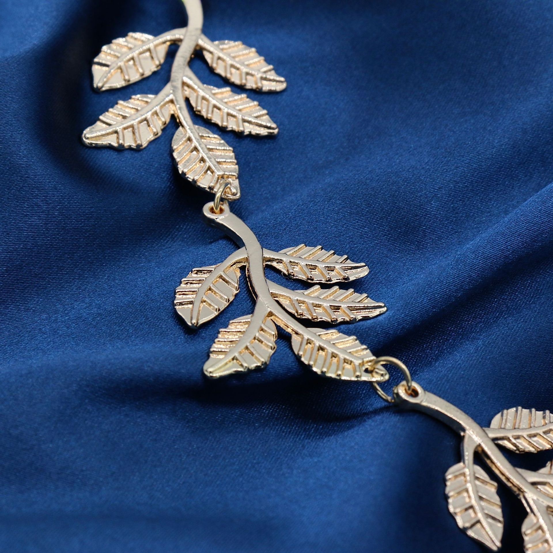 英伦风新款时尚合金橄榄枝树叶松紧发箍发带发饰 发带详情图3