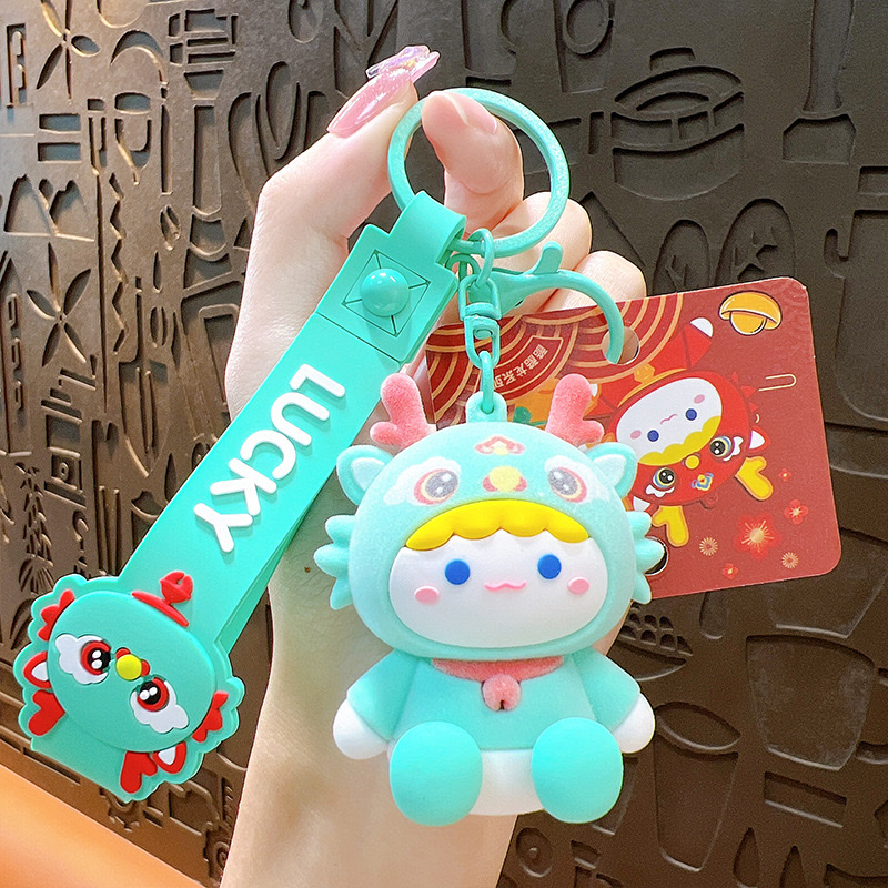 Genuine plush Cool Dragon keychain, women's creative soft rubber Dragon Year pendant, bag accessory, couple small gift supply, mascot pendant, car pendant, car pendant detail image 7