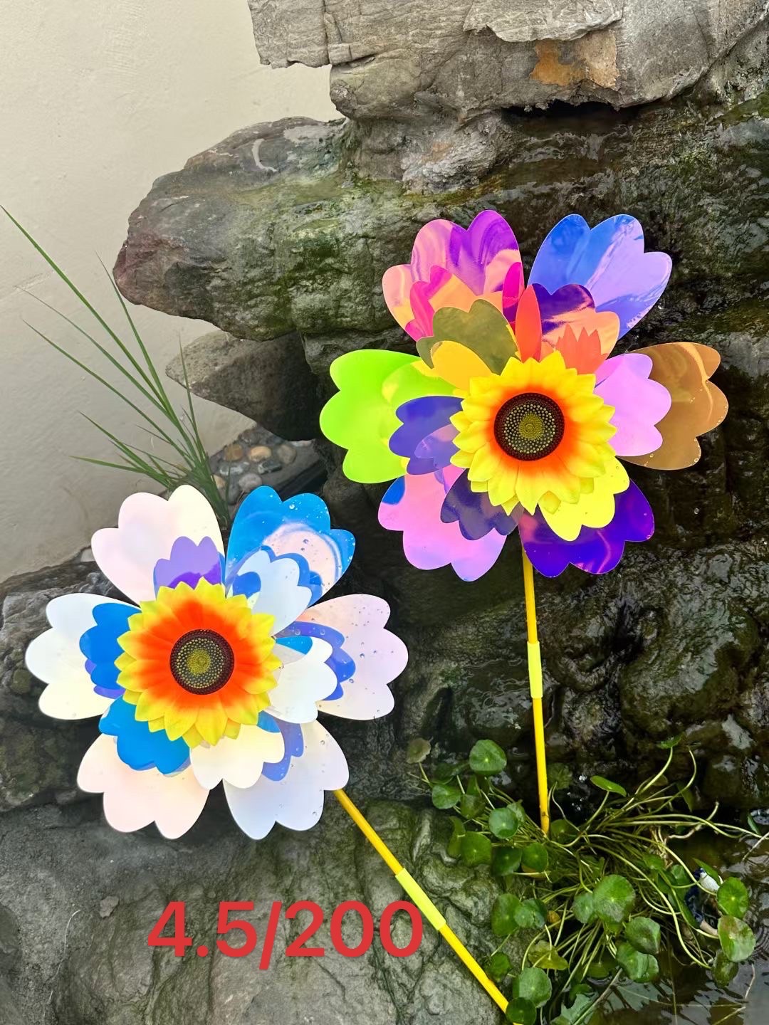 双层彩膜风车炫彩珠光膜镭射膜风车