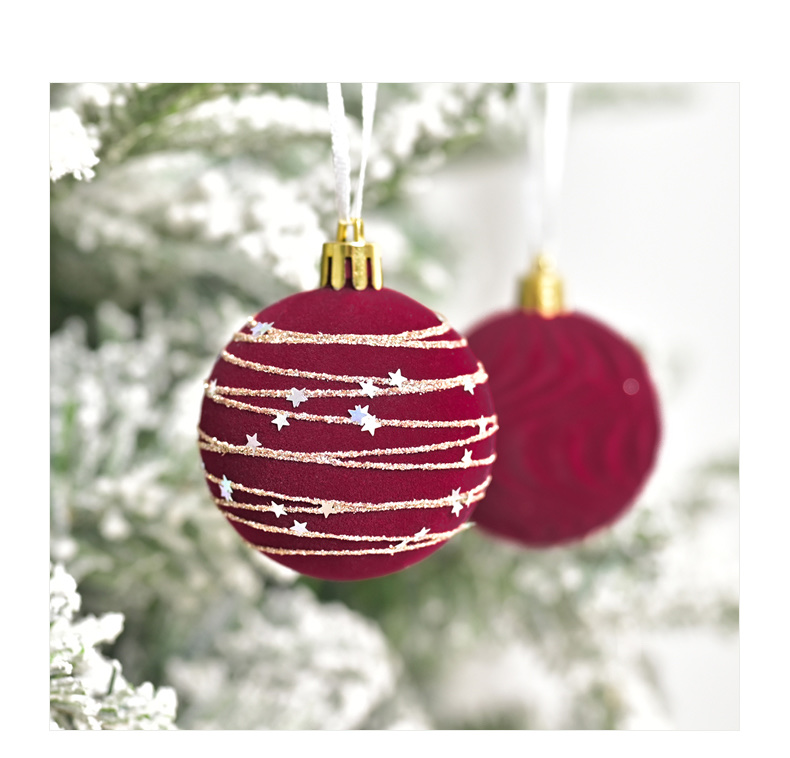 跨境新款植绒白色礼盒系列6-12PCS白色礼盒植绒球圣诞植绒礼盒套装圣诞节圣诞树挂件圣诞球详情图5