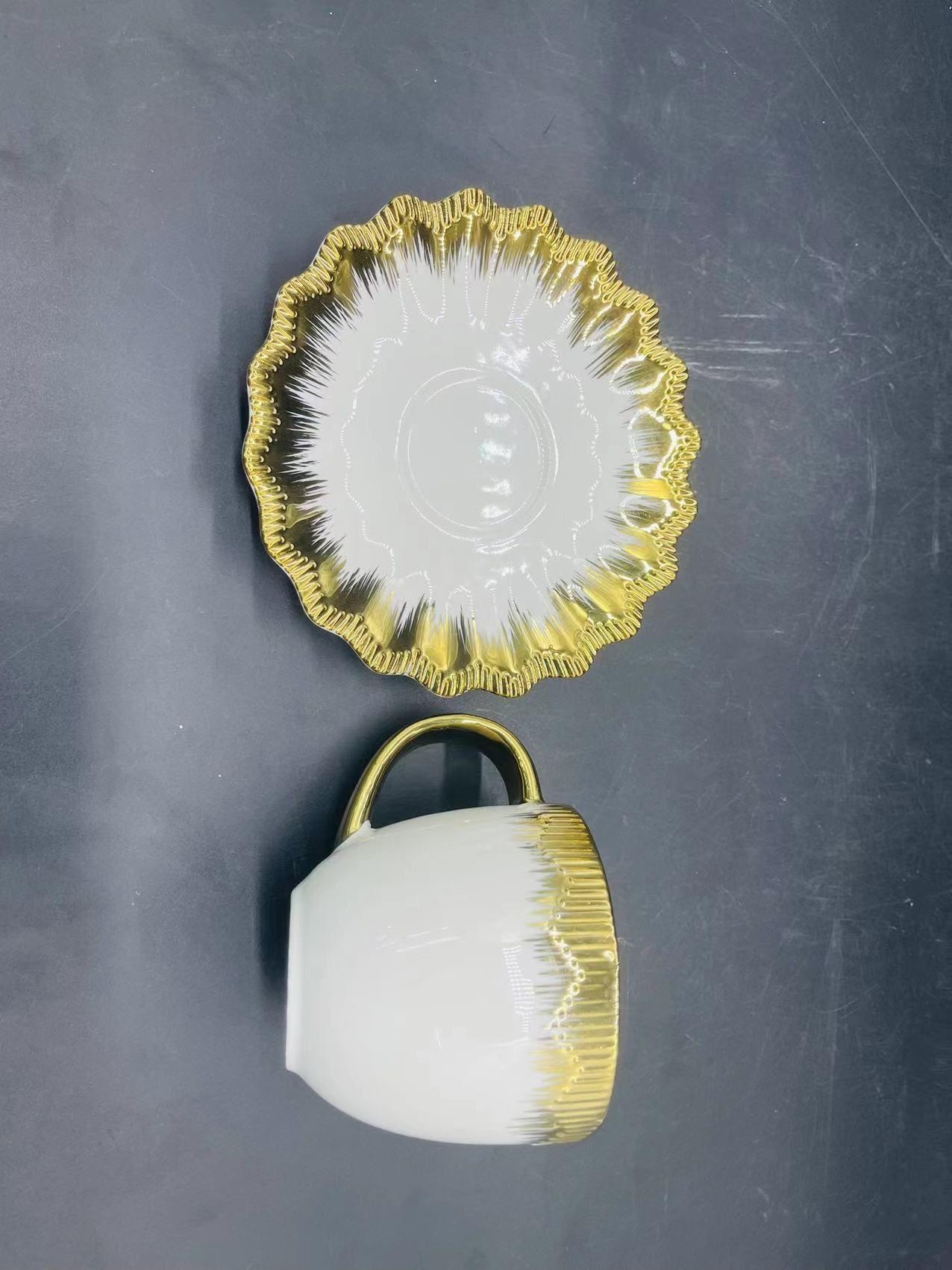 方圆陶瓷镀金西餐盘条纹金色高档奢华餐具详情图14