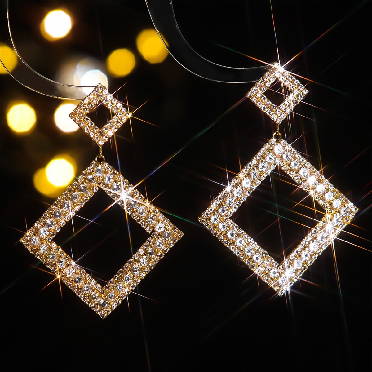 璀璨耳环 高级感耳饰 独特设计耳夹 时尚女士饰品 优雅耳饰礼物 跨境几何耳饰