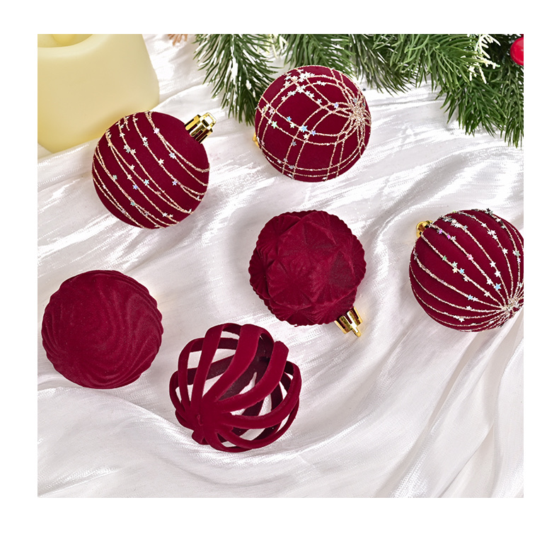 跨境新款植绒白色礼盒系列6-12PCS白色礼盒植绒球圣诞植绒礼盒套装圣诞节圣诞树挂件圣诞球详情图7