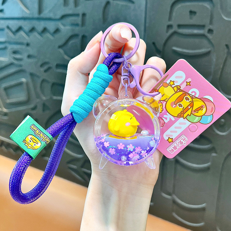Creative and energetic little yellow duck alarm clock keychain, cute schoolbag pendant, car key chain, small gift wholesale, car pendant, mascot pendant detail image 7
