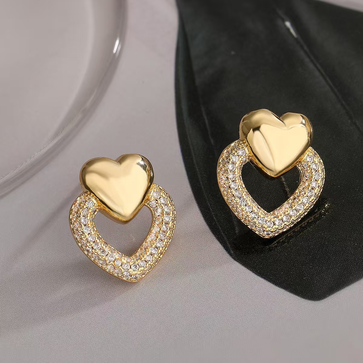 时尚潮流百搭情人节礼物铜锆石爱心耳环耳饰系列详情图5