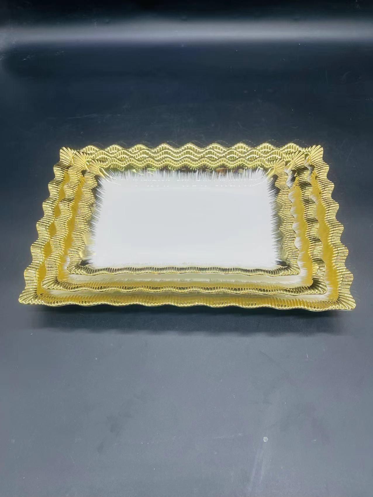 方圆陶瓷镀金西餐盘条纹金色高档奢华餐具详情图8