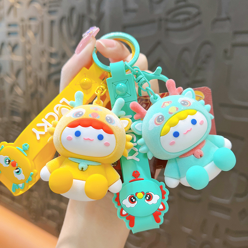 Genuine plush Cool Dragon keychain, women's creative soft rubber Dragon Year pendant, bag accessory, couple small gift supply, mascot pendant, car pendant, car pendant detail image 8