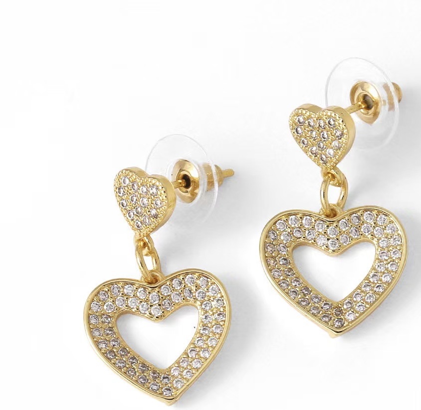 时尚潮流百搭情人节礼物铜锆石爱心耳环耳饰系列详情图3