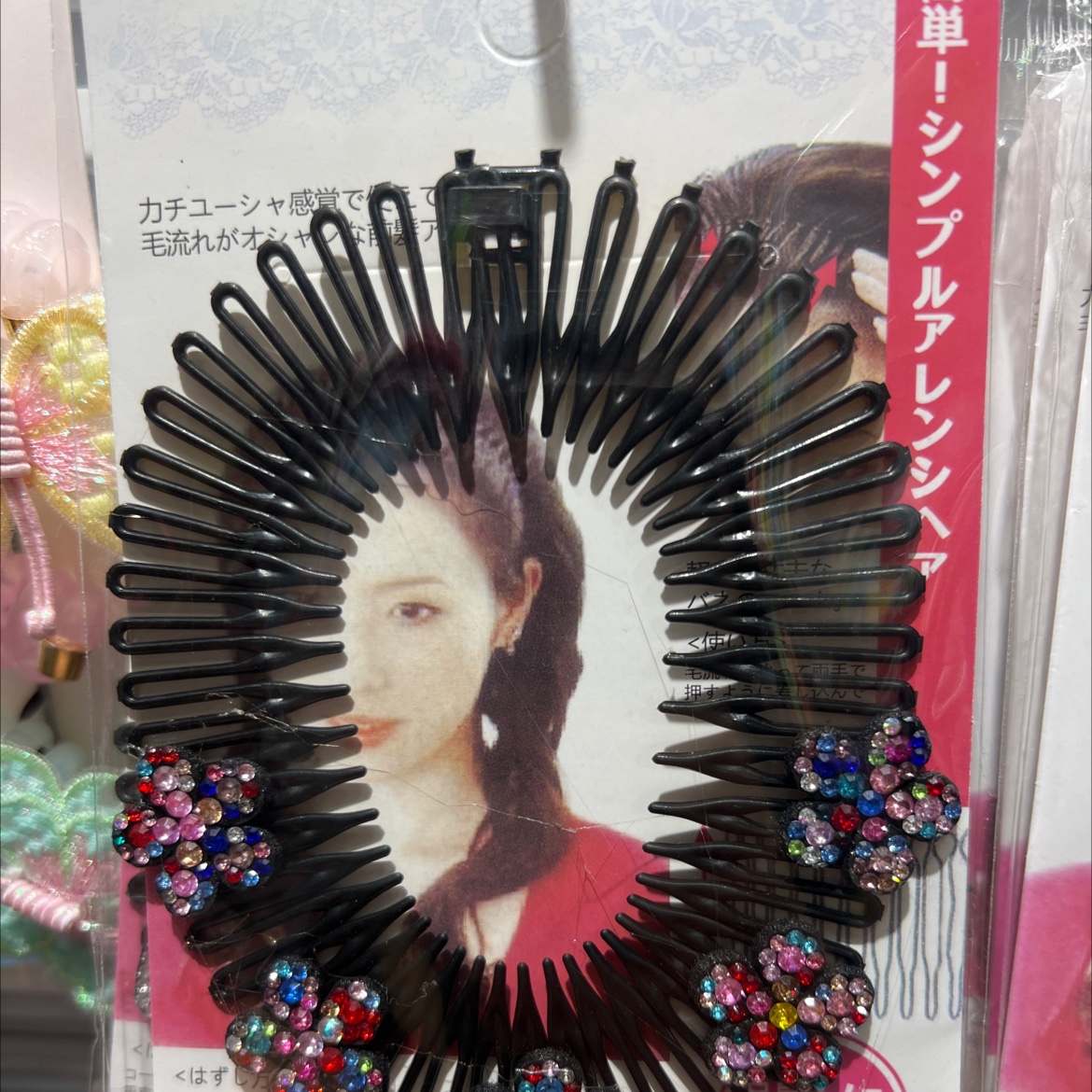 儿童古风黑色一字夹 透明齿梳套装 魔术贴式发夹 时尚便捷不伤发质详情图3