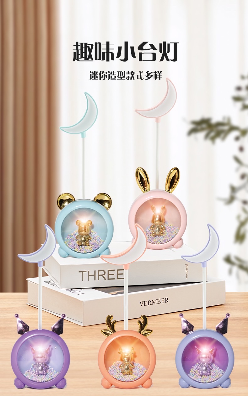 Cross-border e-commerce sources, foreign trade wholesale, 2 grades, fashionable and creative cartoon night lights, home decoration ornaments, student room atmosphere lights, cute USB study desk lamps, student gifts, birthday gifts, night lights detail image 1