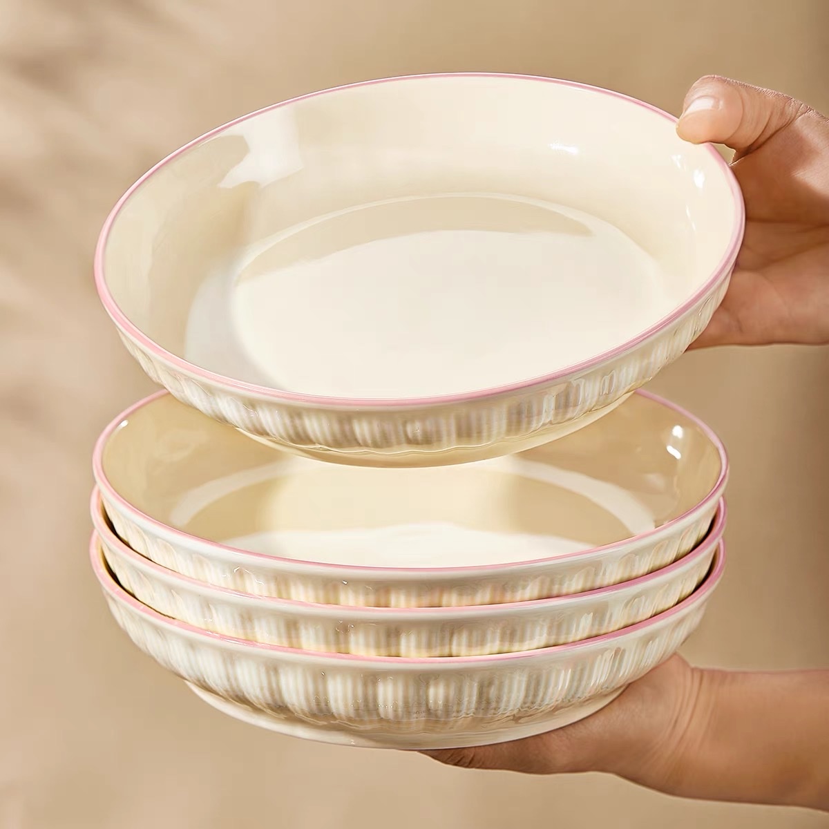 Cream-style ceramic plates, cooking plates, household 2024 new deep plates, stir-frying plates, dinner plates, high-end tableware details Picture