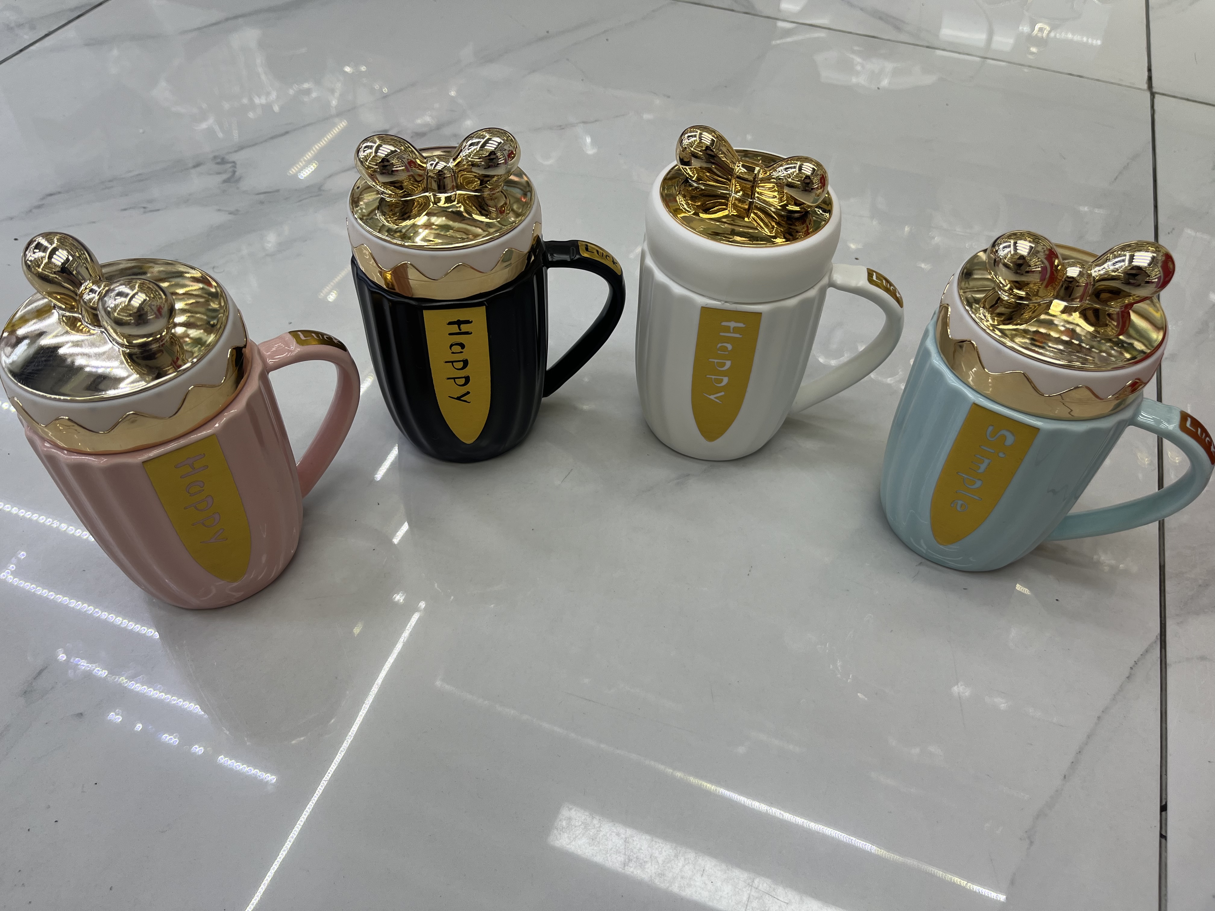 四色蝴蝶盖镜面单杯陶瓷杯陶瓷工艺品陶瓷详情图2