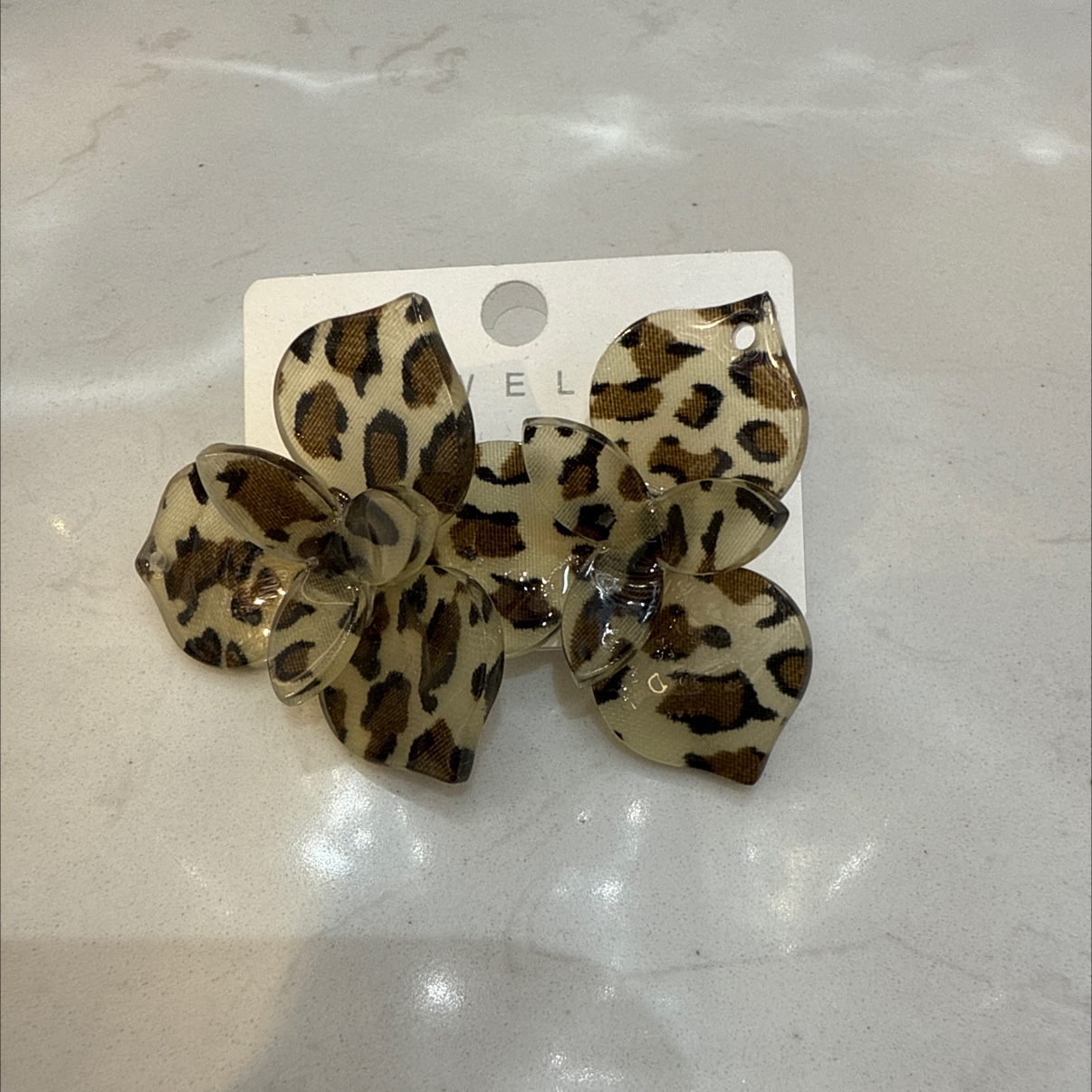 时尚简约设计风格潮流豹纹三瓣花耳钉尚美饰品-111