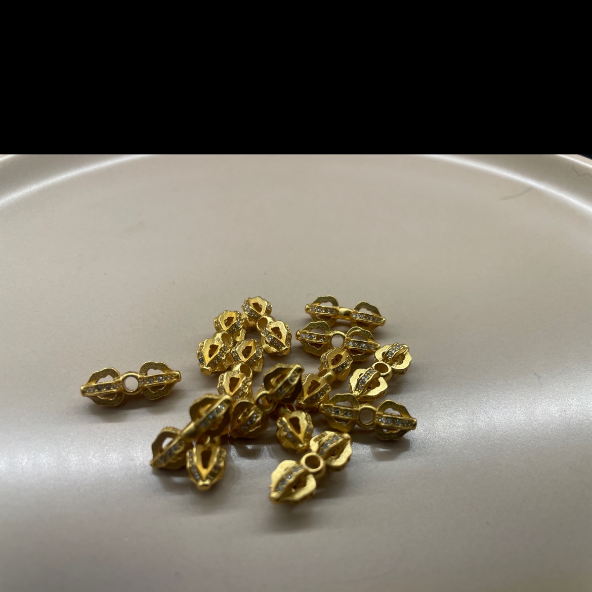 S925银镀24K金，镶钻杵通体银吊坠隔珠饰品饰品配件