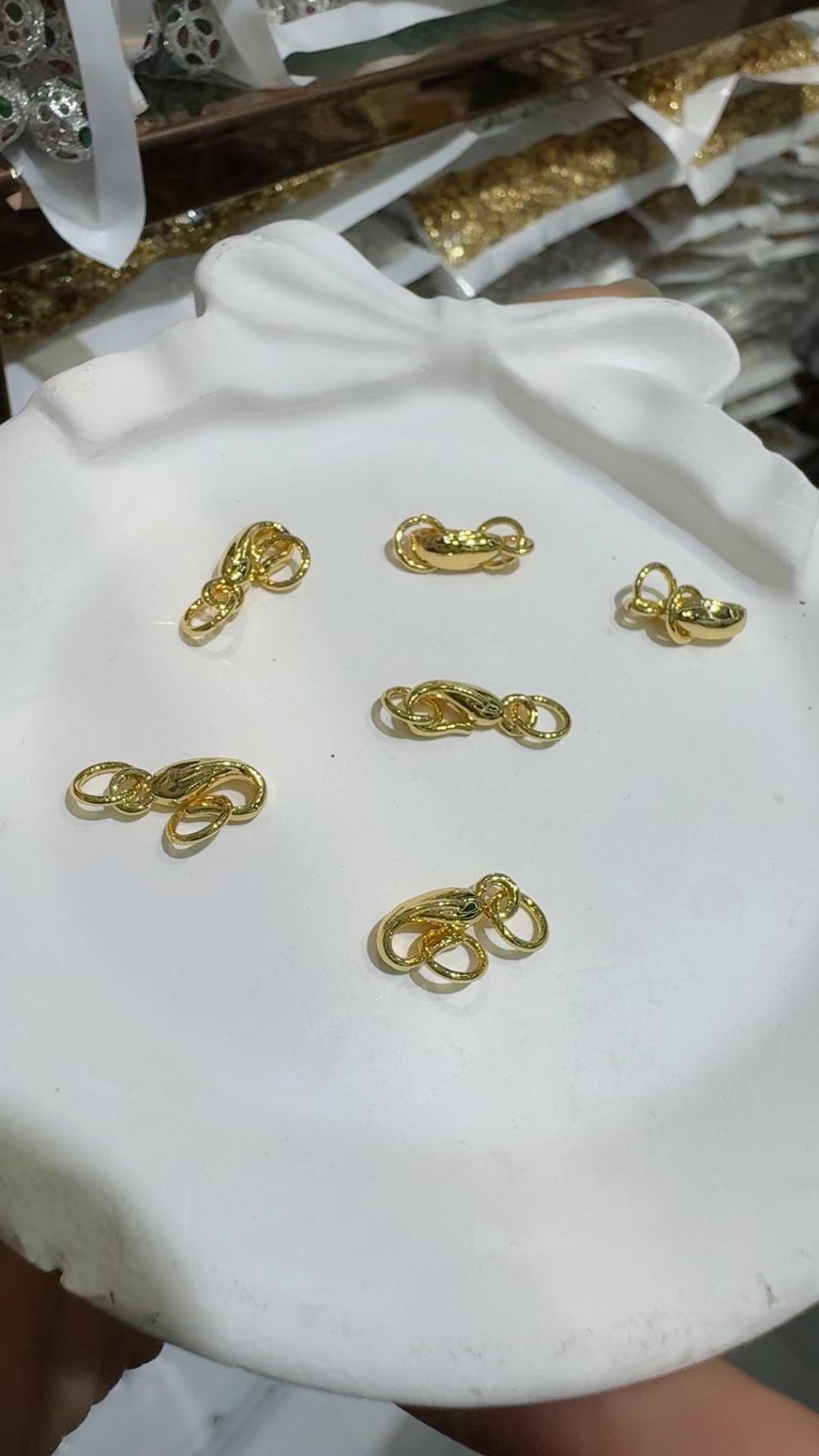 Copper-plated real gold with color retention, 18k, 14k, imitation white gold, Guangdong gold, rose gold, thick silver open hook buckle question mark buckle diy handmade jewelry, beaded bracelet, necklace clasp, accessory wholesale detail image 3