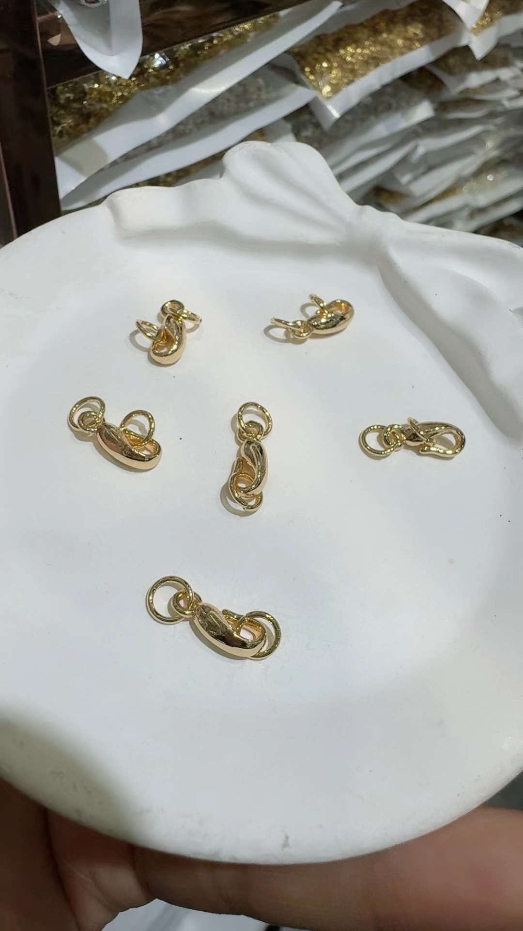 Copper-plated real gold with color retention, 18k, 14k, imitation white gold, Guangdong gold, rose gold, thick silver open hook buckle question mark buckle diy handmade jewelry, beaded bracelet, necklace clasp, accessory wholesale detail image 4