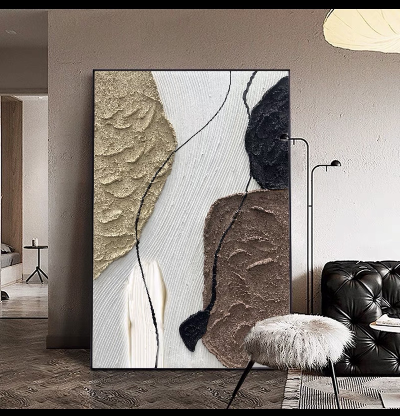 Modern and simple hand-painted oil paintings, murals, wall hangings, home decorative paintings, and art hangings enhance the atmosphere of the space. Oil painting decorative paintings