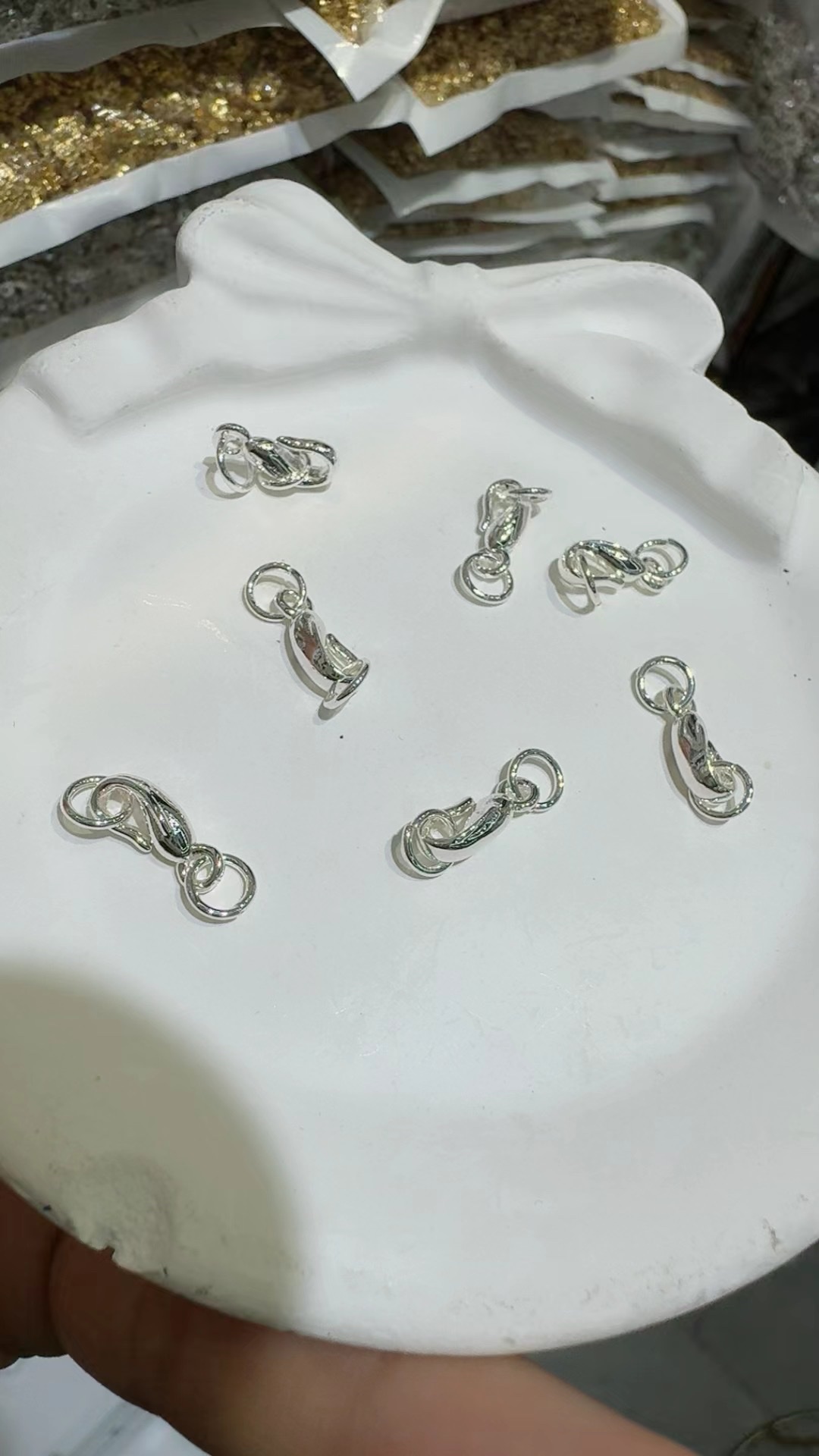 Copper-plated real gold with color retention, 18k, 14k, imitation white gold, Guangdong gold, rose gold, thick silver open hook buckle question mark buckle diy handmade jewelry, beaded bracelet, necklace clasp, accessory wholesale detail image 5