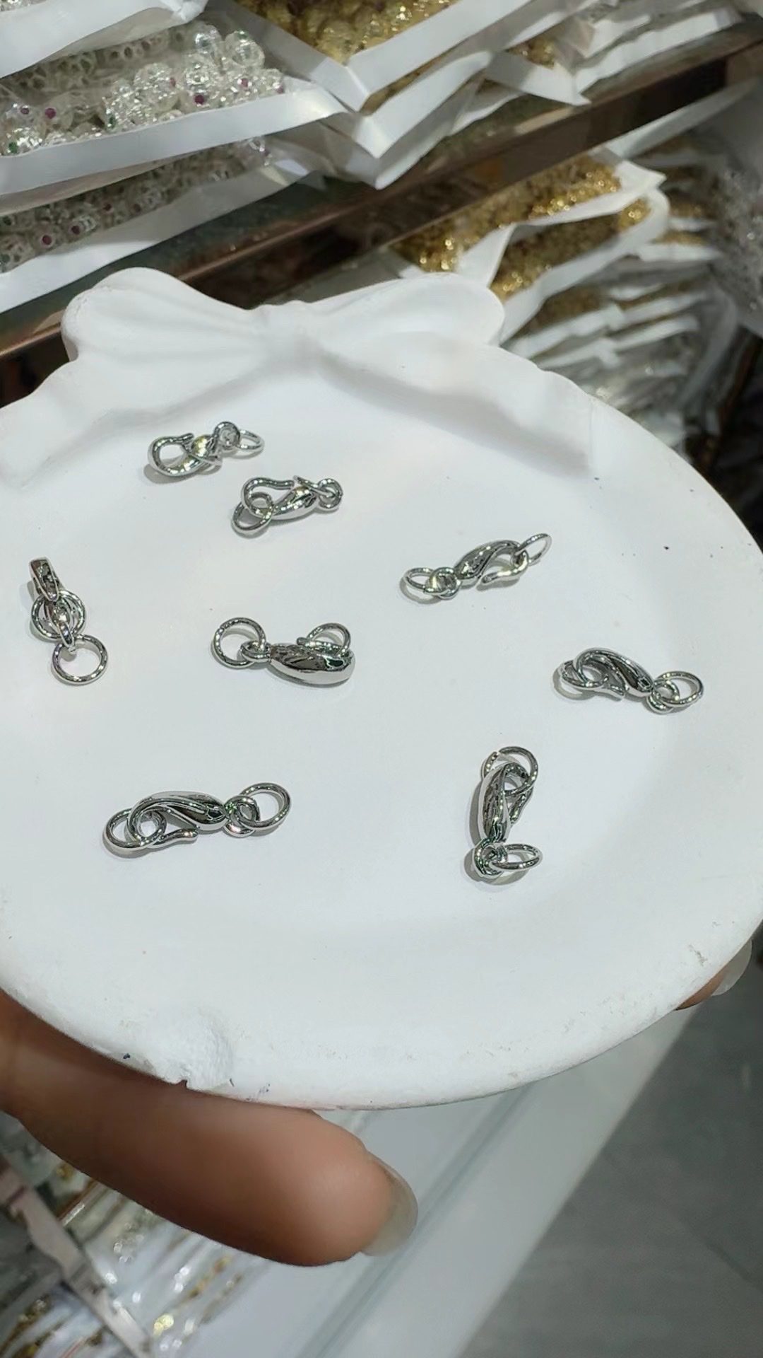 Copper-plated real gold with color retention, 18k, 14k, imitation white gold, Guangdong gold, rose gold, thick silver open hook buckle question mark buckle diy handmade jewelry, beaded bracelet, necklace clasp, accessory wholesale detail image 2