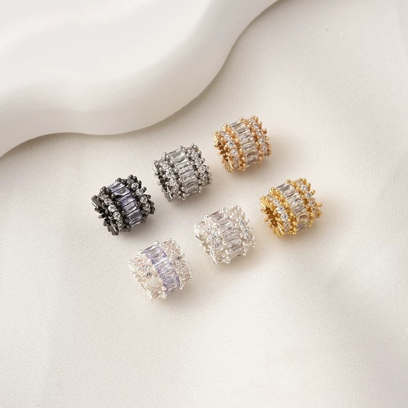Copper electroplated color-preserved real gold 18k, 14k, thick silver, Guangdong gold inlaid zircon crown sequins, sequins, bucket beads, sequins, diy bracelets, necklaces, jewelry accessories wholesale factory direct sales Item Picture