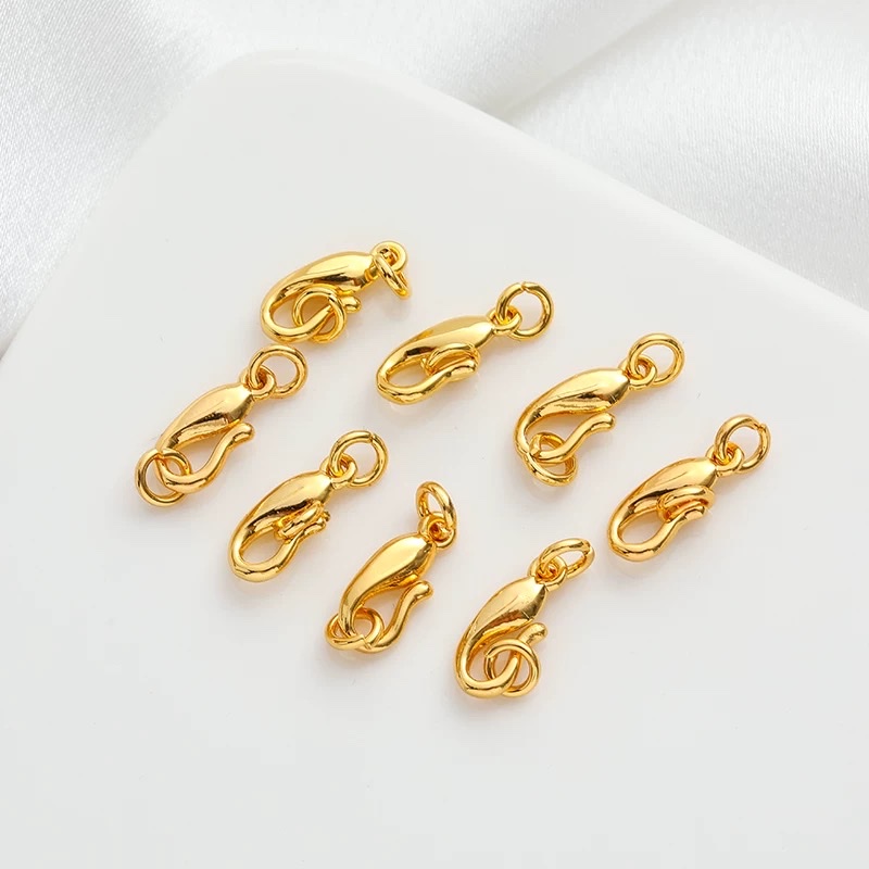 Copper-plated real gold with color retention, 18k, 14k, imitation white gold, Guangdong gold, rose gold, thick silver open hook buckle question mark buckle diy handmade jewelry, beaded bracelet, necklace clasp, accessory wholesale