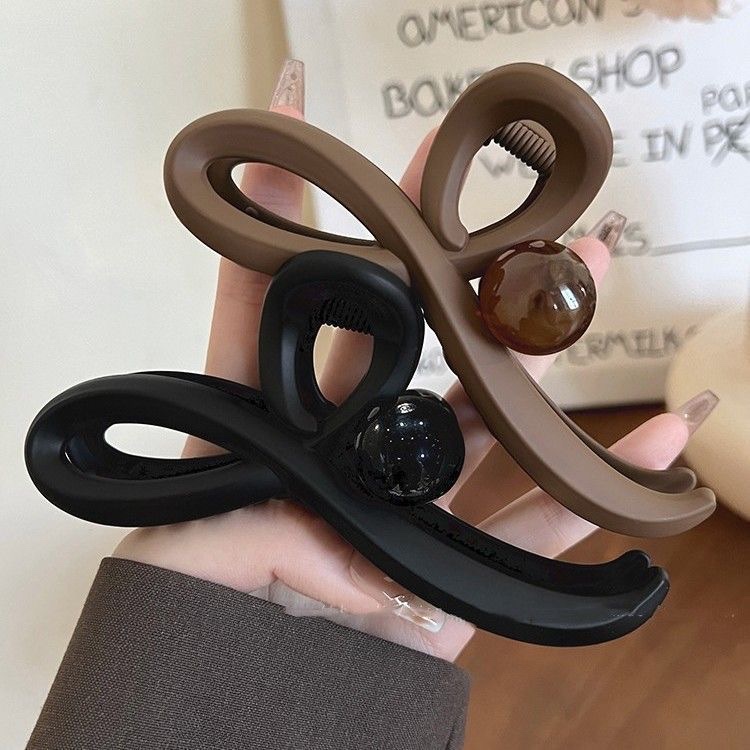 丝带珠子夹，咖色和黑色发饰