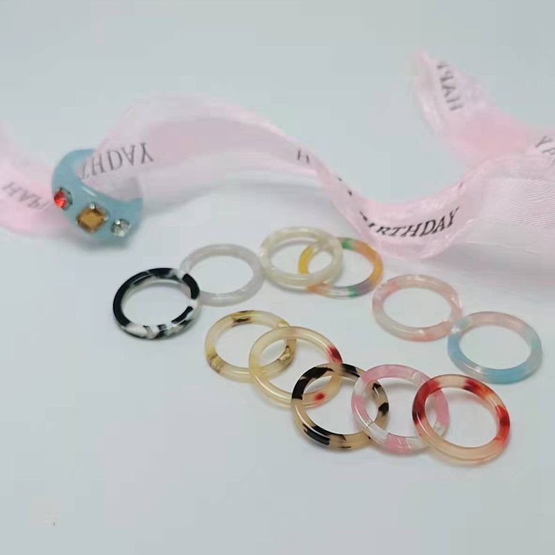 New fine ring for women, acetic acid version of Ac calendar ring bracelet, a popular simple and delicate colorful finger ring accessory detail image 2