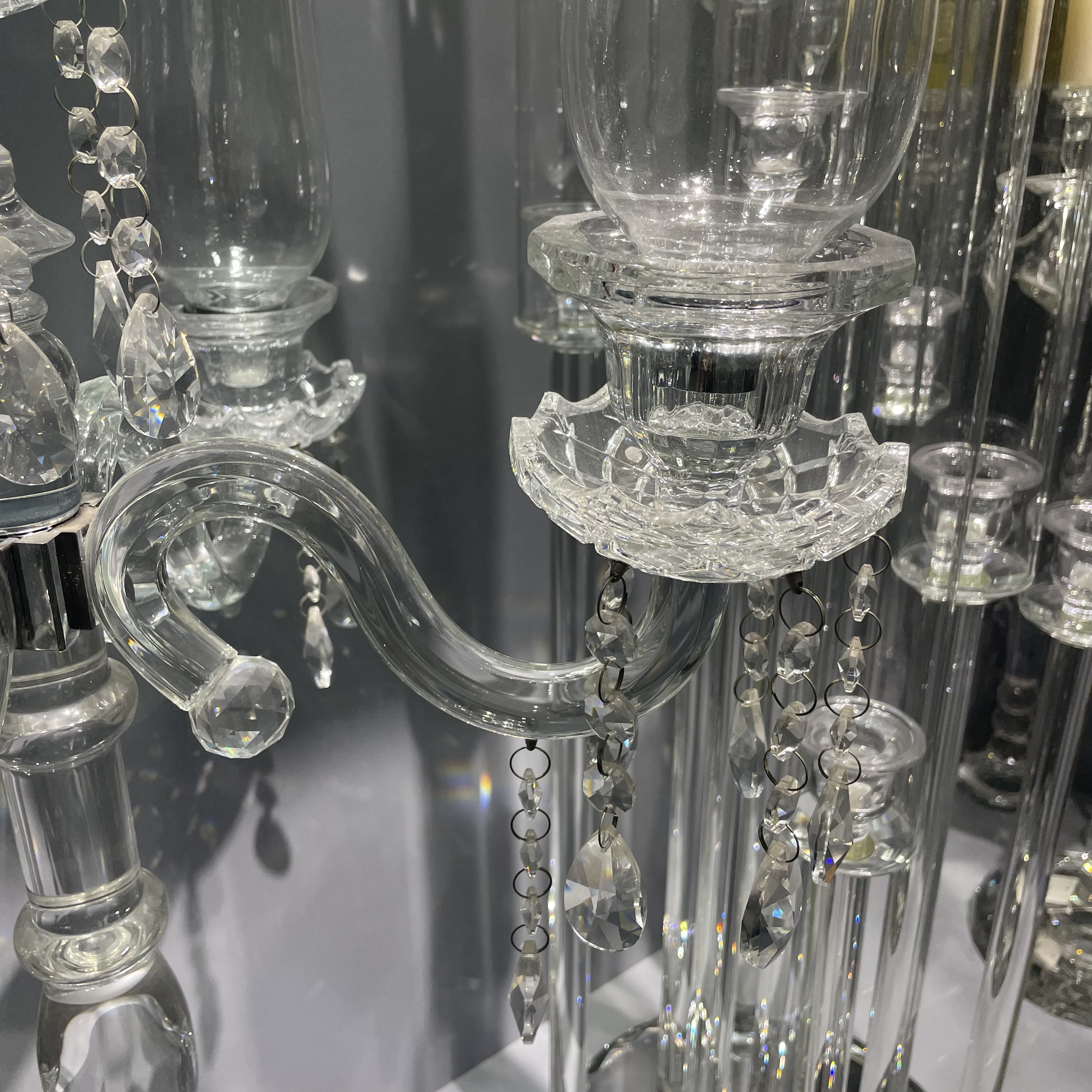 五头水晶烛台 精致水晶玻璃工艺品 纯净透明 详情图2