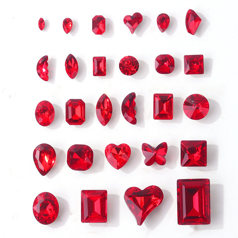 Red pointed-bottom irregular-shaped diamond heart butterfly rock sugar k9 glass New Year Festival celebration Christmas nail art accessories wholesale nail art diamond DIY accessories Nail art diamond source manufacturer wholesale Specification image