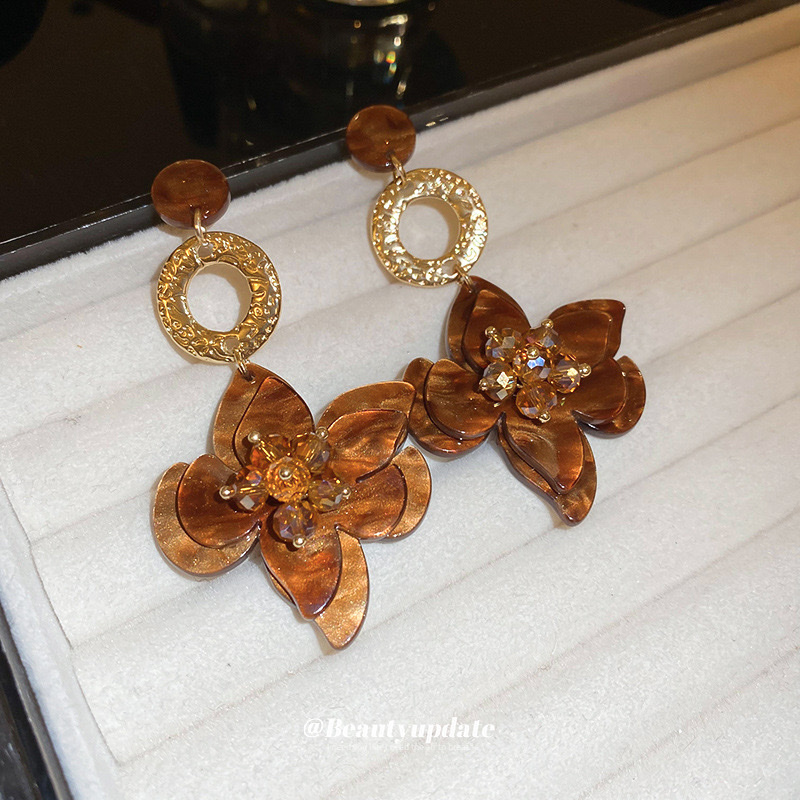 2024年新款欧美时尚潮流银针港风复古醋酸花朵耳环欧美小众设计耳坠轻奢高级感耳饰饰品饰品详情图4