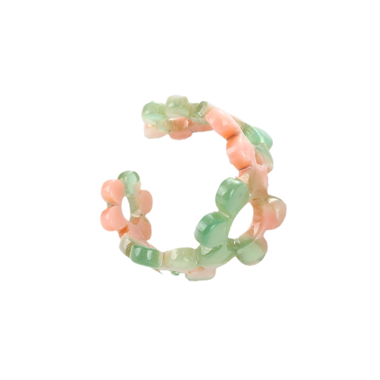New Yiwu Trade City jewelry factory direct sales, European and American cross-border best-selling retro colored rings, uniform size acetate board open ring, new plum blossom black and white ring jewelry detail image 11