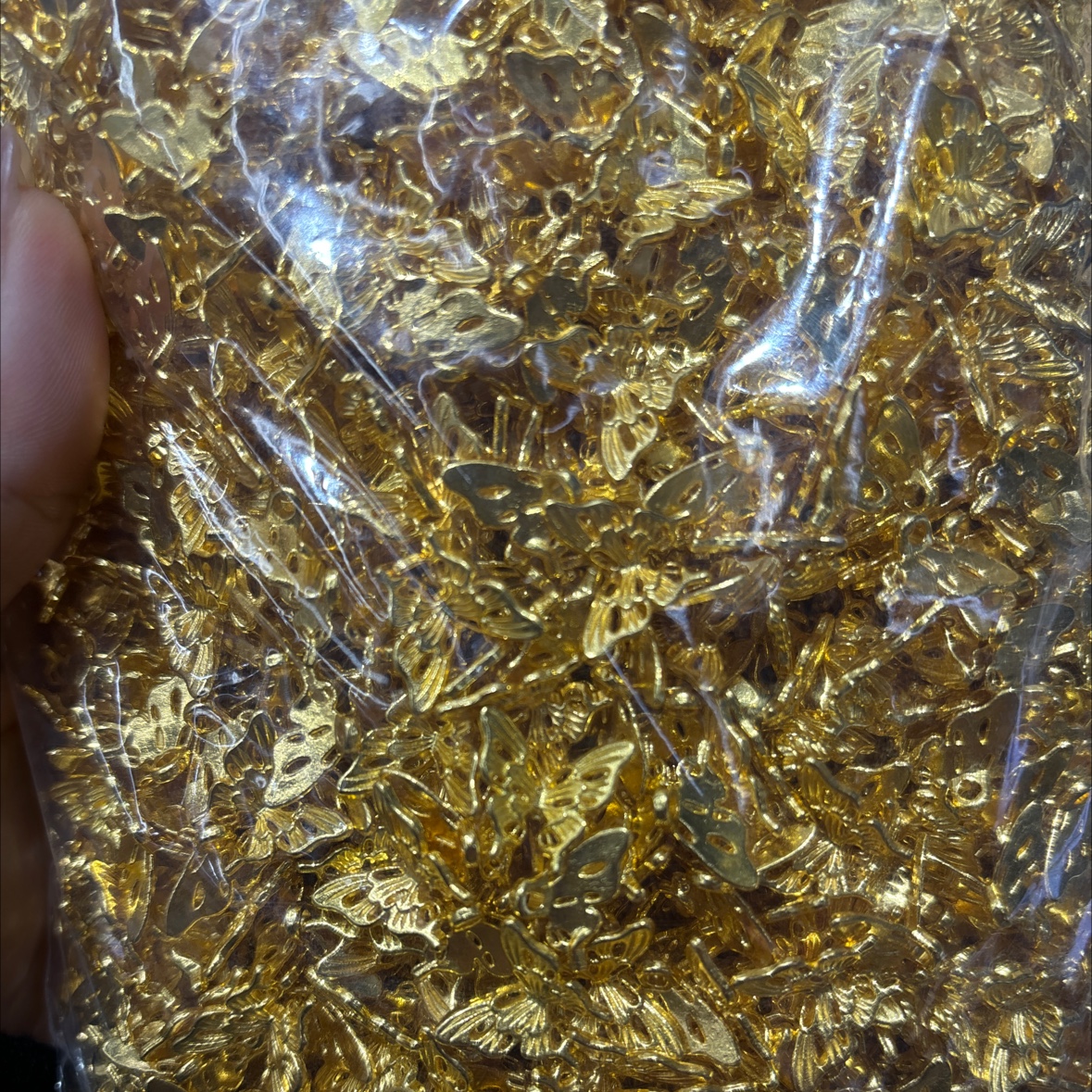 亮银蝴蝶隔珠背孔小蝴蝶手串手链串珠diy配件手工编制材料小蝴蝶饰品配件