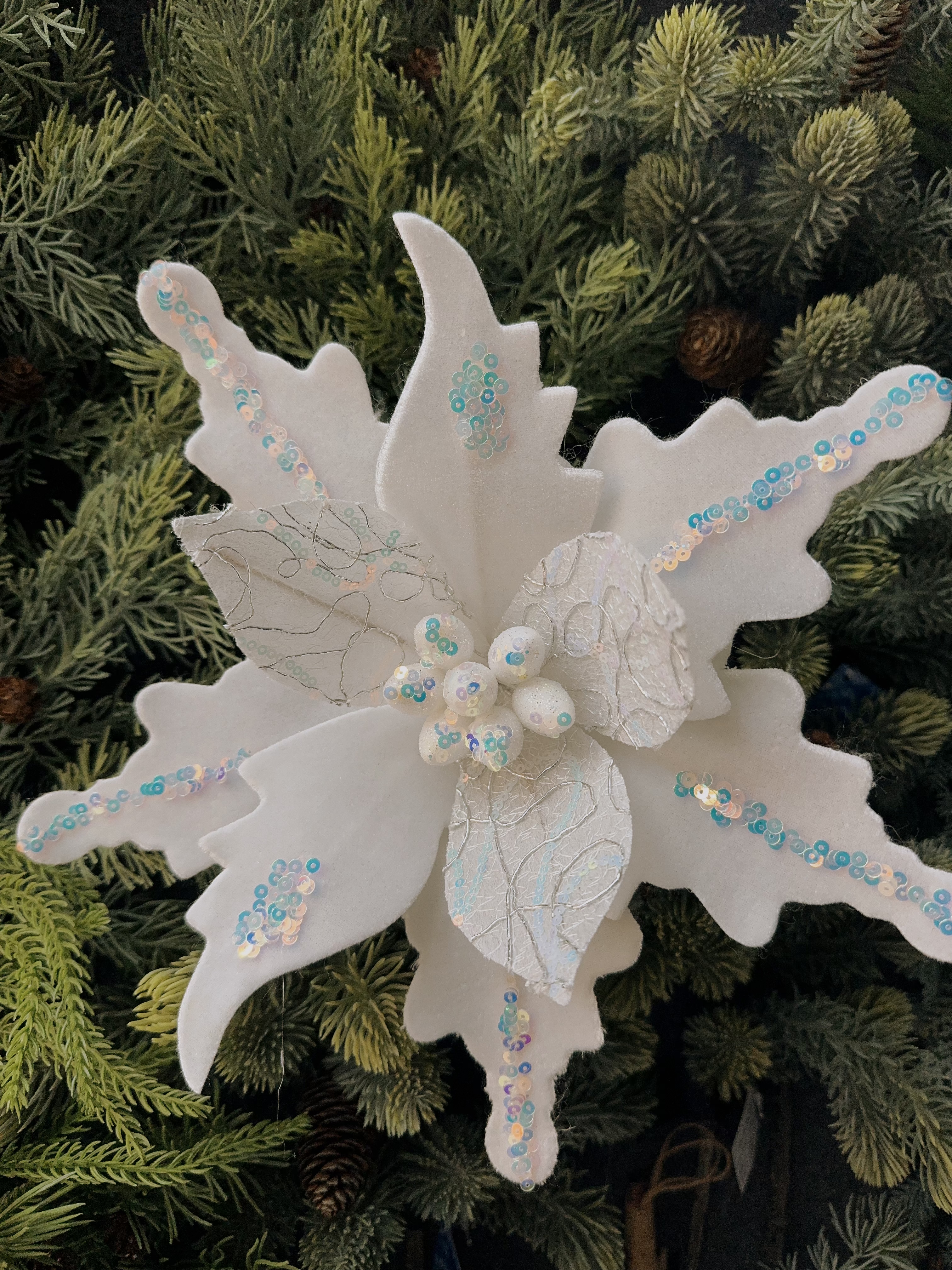 圣诞节装饰 圣诞花 圣诞工艺礼品 单支白色圣诞花产品图