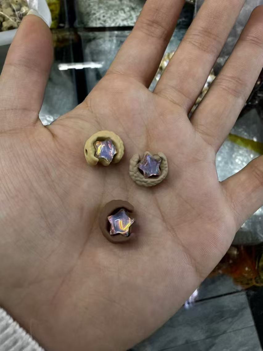 DIY alloy jewelry accessories with baked paint feel effect New Year model with zirconium perforated alloy diydiy Maillard color series leather feel diydiy details Picture