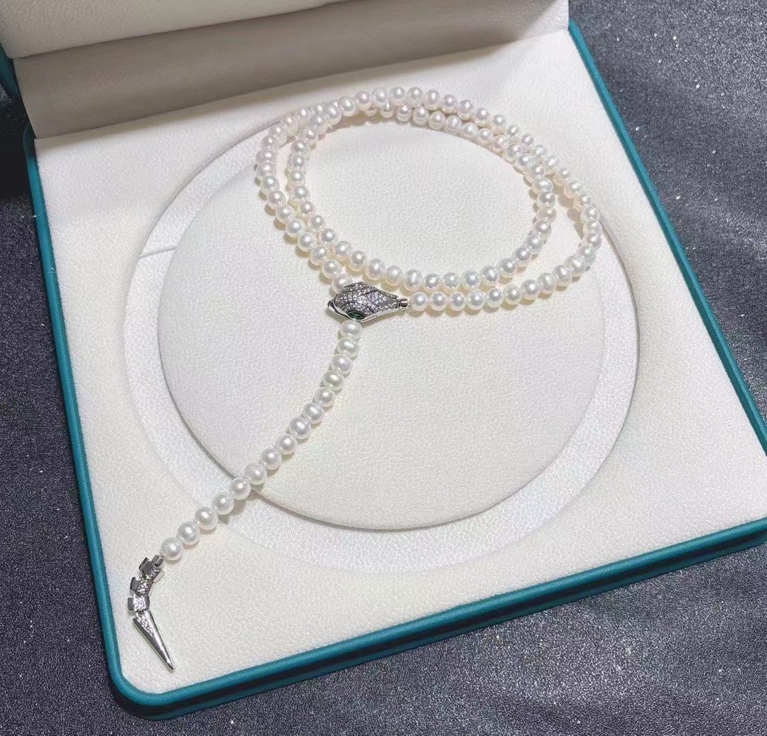 淡水珠饰品水晶锆石套链 树脂珠元素点缀 项链套装优雅时尚925纯银细节图