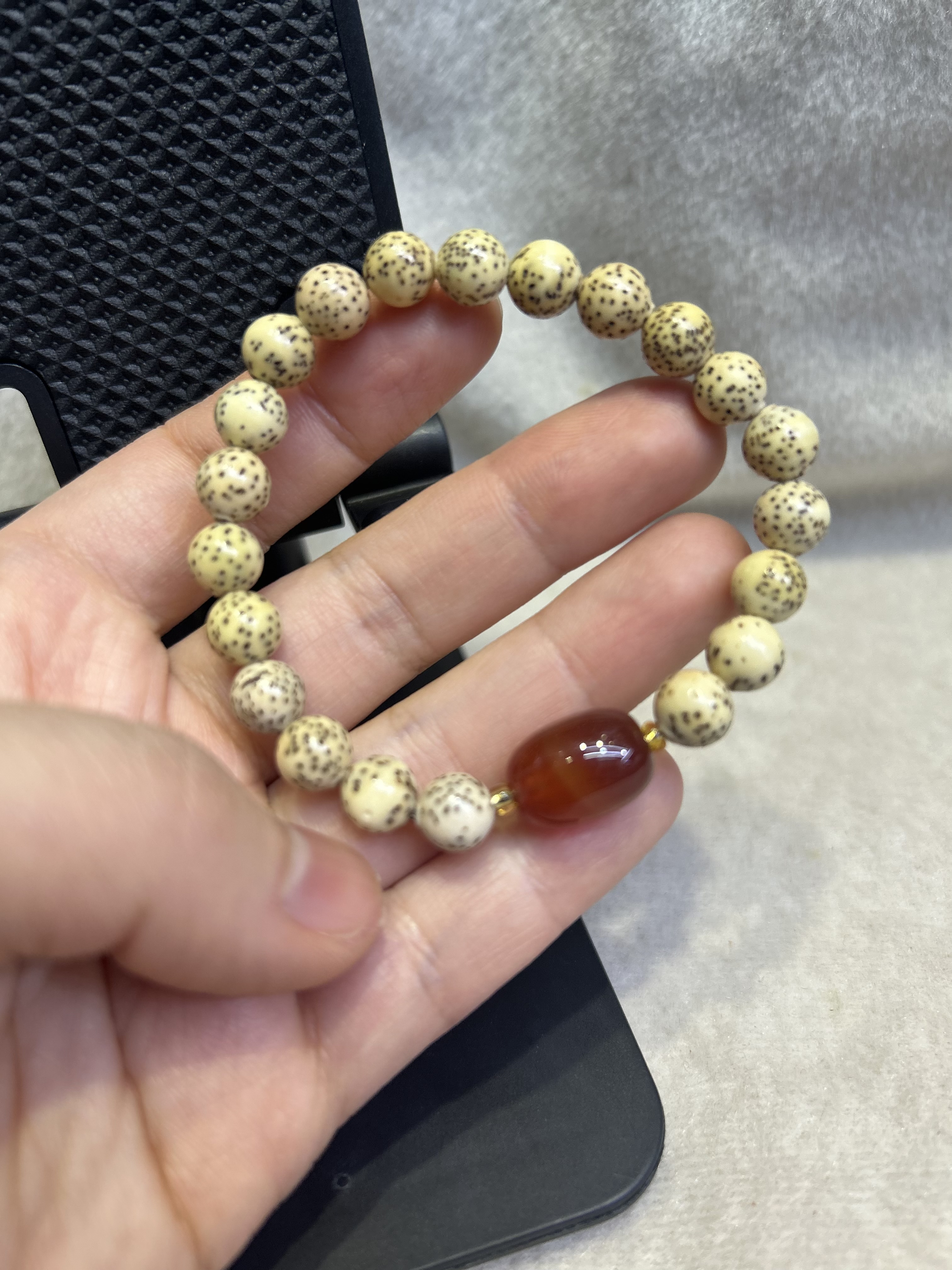 星月菩提，正圆星月，鸡油黄星月，玛瑙，手链详情图5