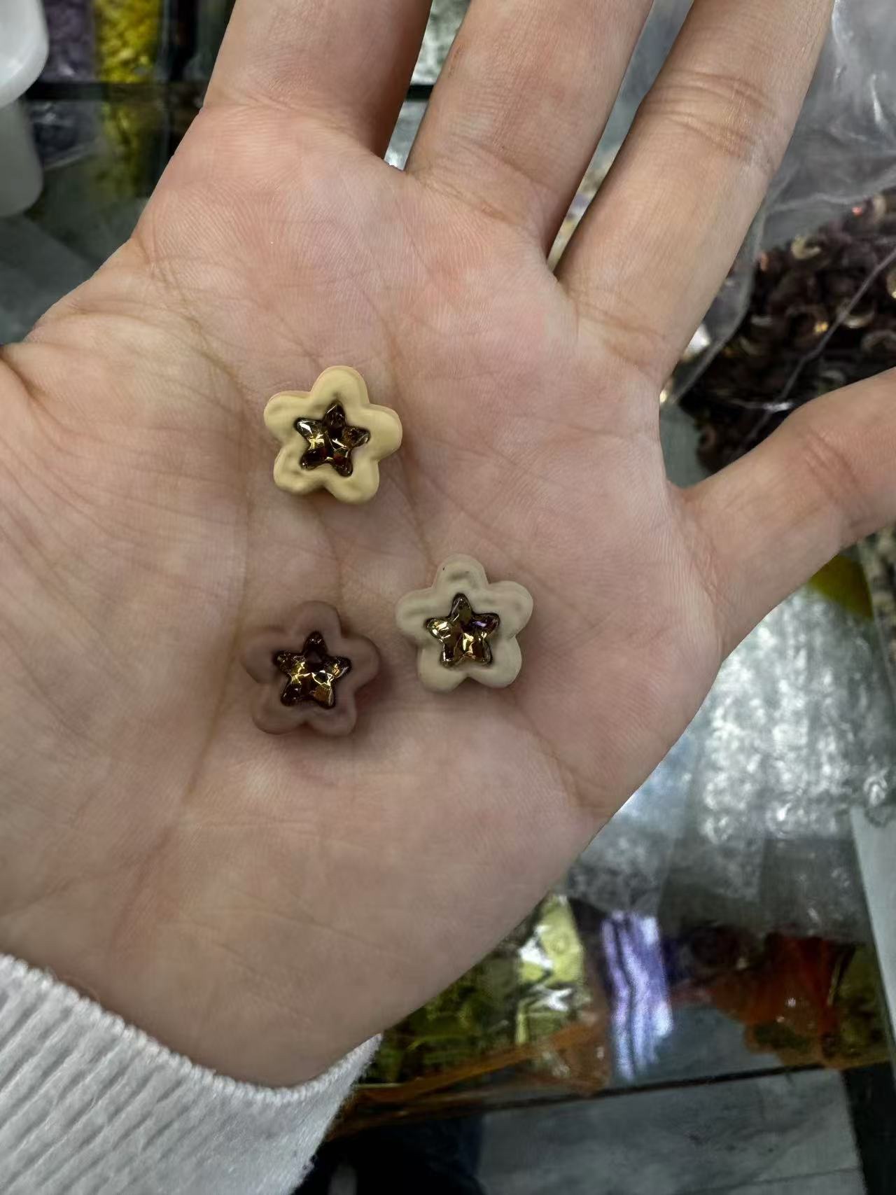 DIY alloy jewelry accessories with baked paint feel effect New Year model with zirconium perforated alloy diydiy Maillard color series leather feel diydiy