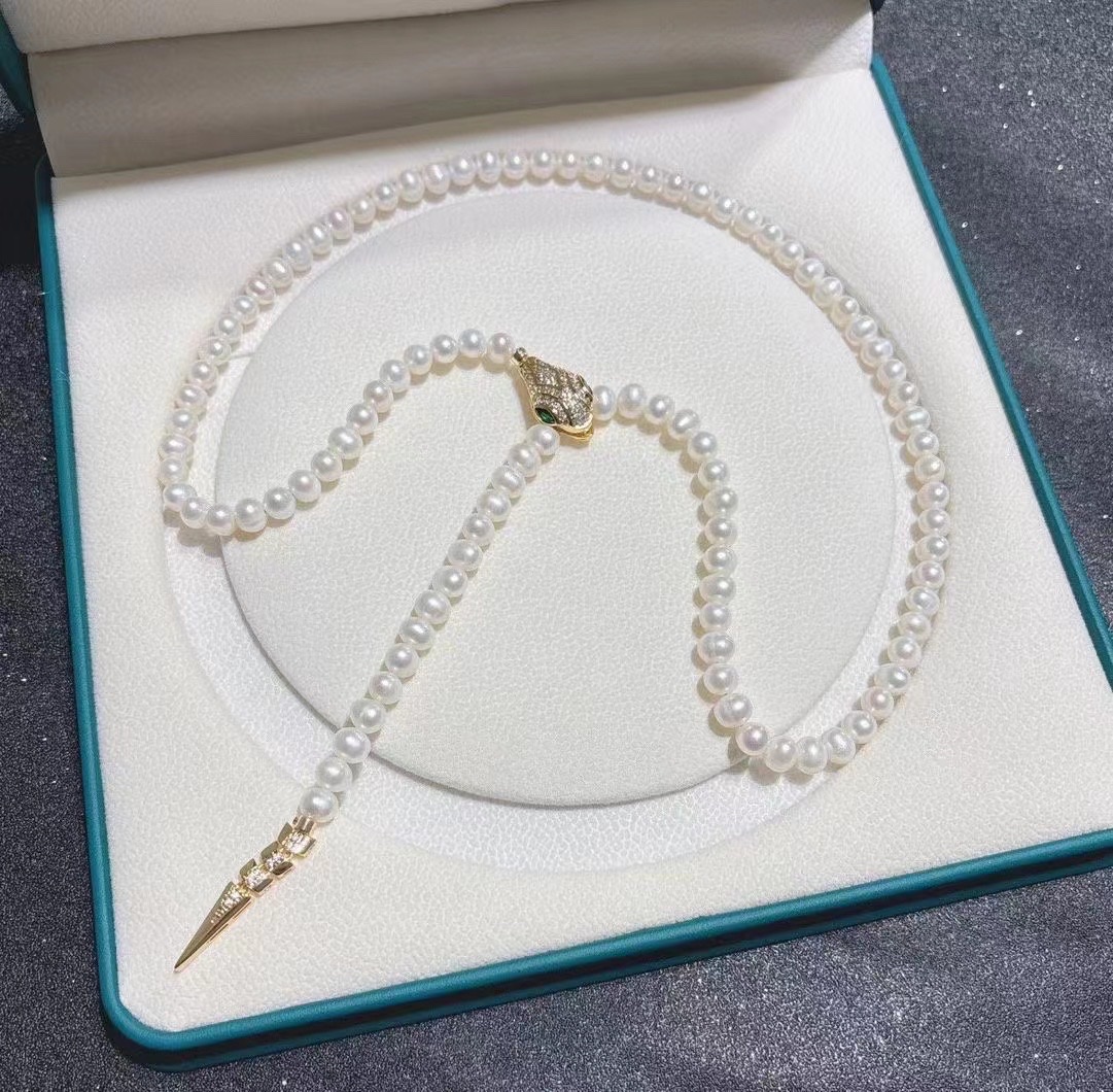 淡水珠饰品水晶锆石套链 树脂珠元素点缀 项链套装优雅时尚925纯银产品图