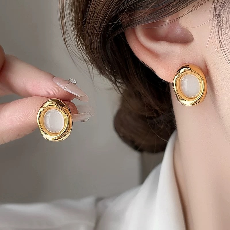 猫眼石耳环水晶锆石耳饰 独特设计饰品 美丽耳环 