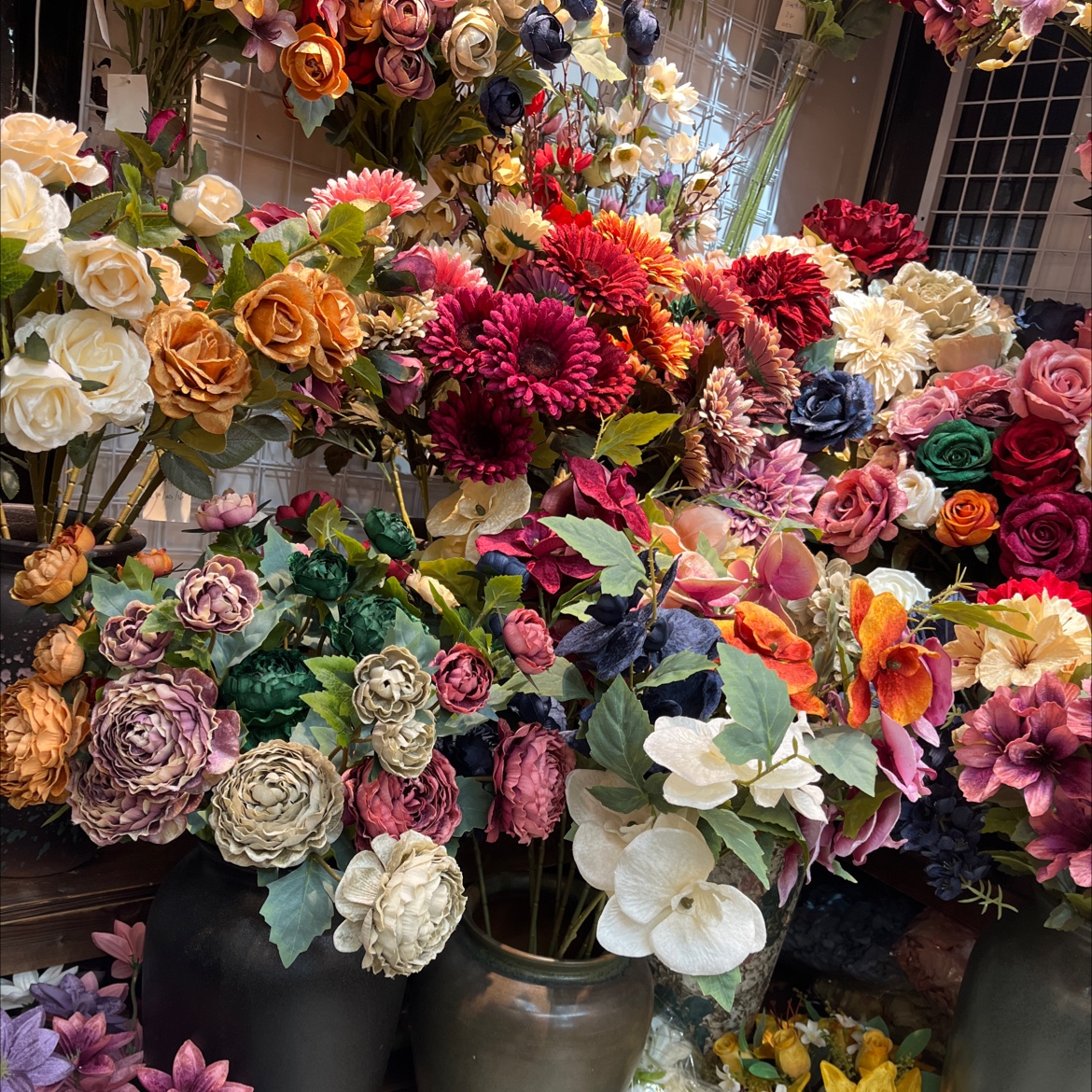 硅胶人造花 高仿真假花玫瑰牡丹 色泽鲜艳 仿真花装饰品 室内外装饰花卉 美观耐用